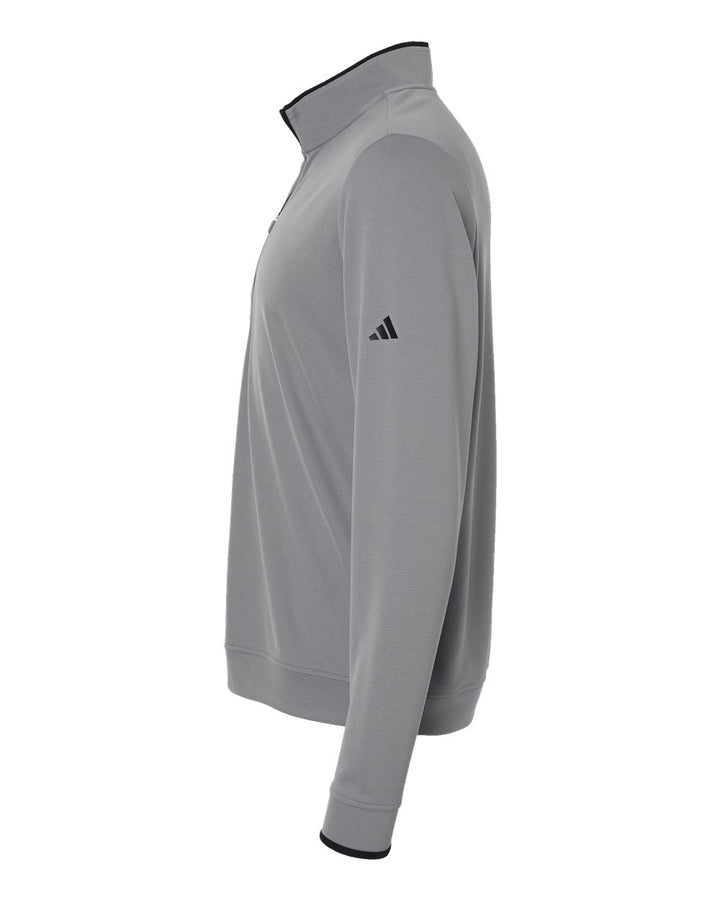 Left View of Grey Three/ Black Lightweight Quarter-Zip Pullover - A2002