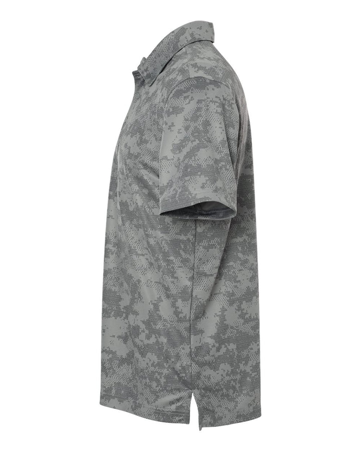 Left View of Grey Three Camo Polo - A550