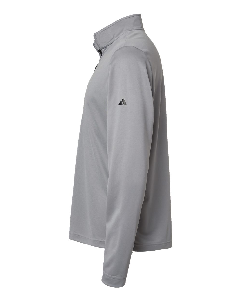 Left View of Grey Three Lightweight Quarter-Zip Pullover - A401