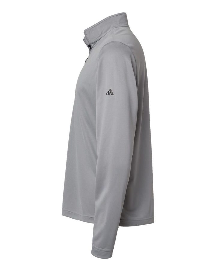 Left View of Grey Three Lightweight Quarter-Zip Pullover - A401