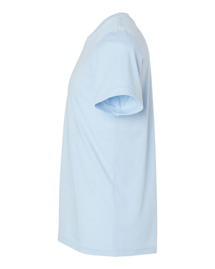 Left View of Heather Baby Blue CVC Jersey Tee - 3001CVC