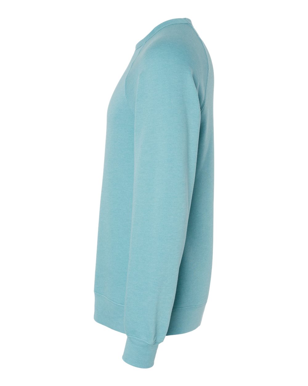 Left View of Heather Blue Lagoon Sponge Fleece Raglan Crewneck Sweatshirt - 3901