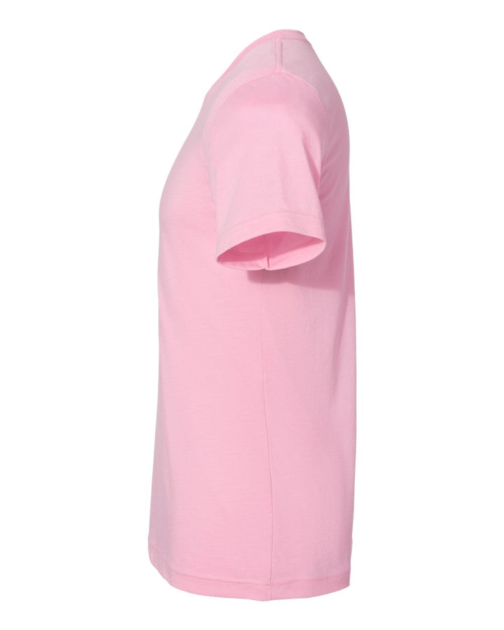 Left View of Heather Bubble Gum CVC Jersey Tee - 3001CVC