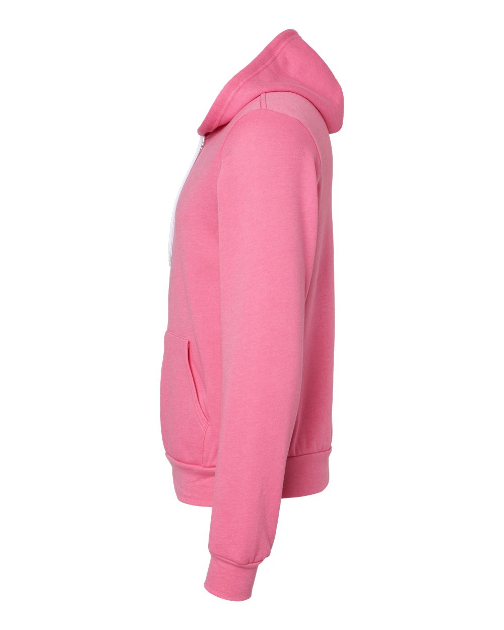 Left View of Heather Charity Pink Sponge Fleece Full-Zip Hoodie - 3739