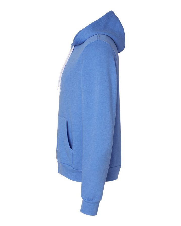 Left View of Heather Columbia Blue Sponge Fleece Full-Zip Hoodie - 3739