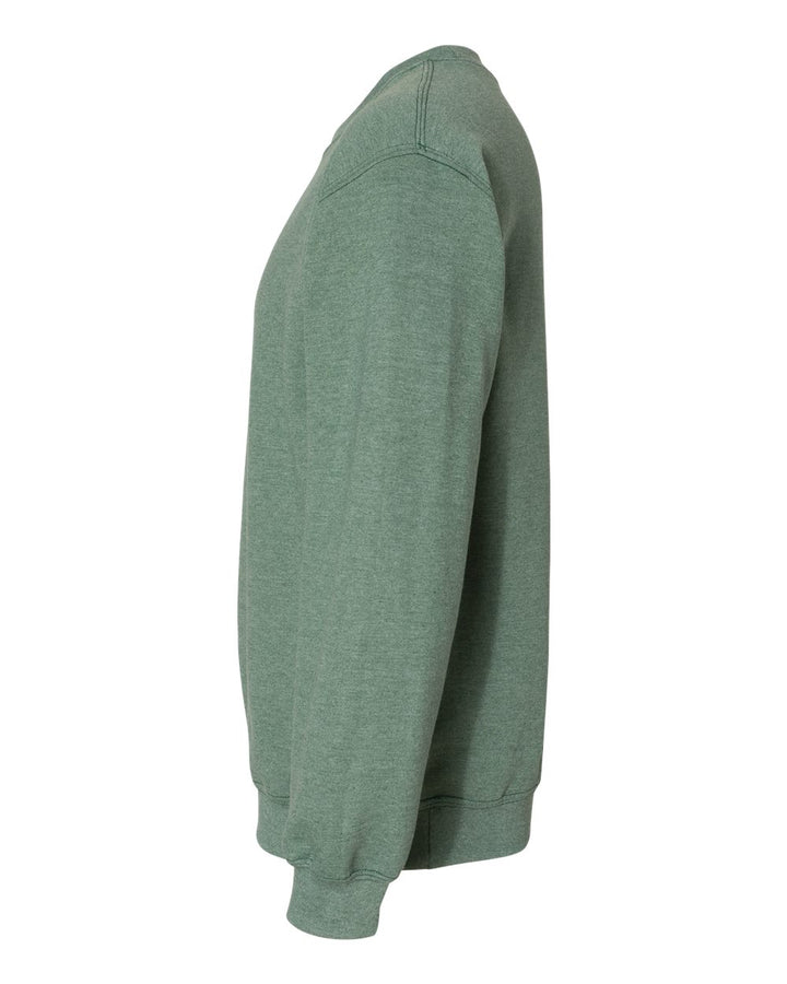 Left View of Heather Dark Green Heavy Blend™ Crewneck Sweatshirt - 18000