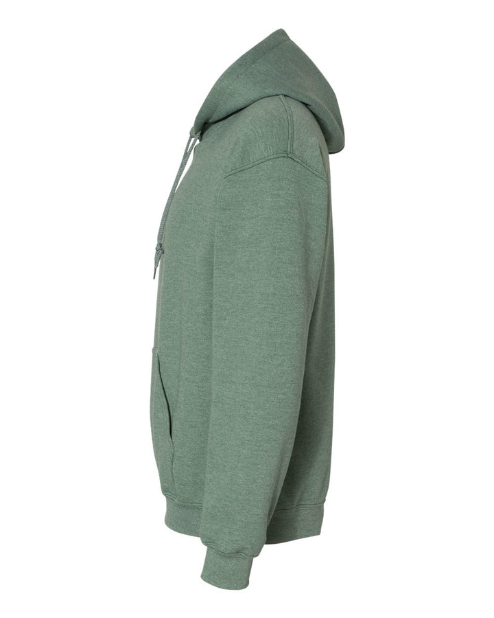 Left View of Heather Dark Green Heavy Blend™ Hooded Sweatshirt - 18500