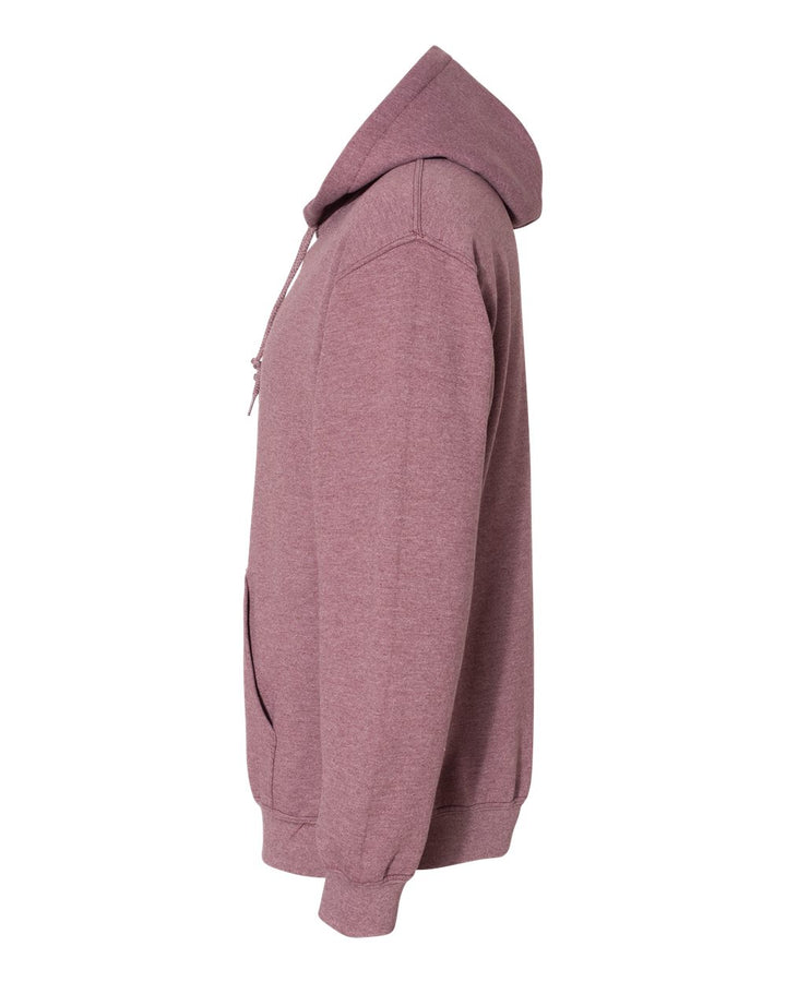 Left View of Heather Dark Maroon Heavy Blend™ Hooded Sweatshirt - 18500