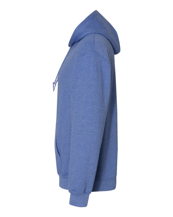Left View of Heather Deep Royal Heavy Blend™ Hooded Sweatshirt - 18500