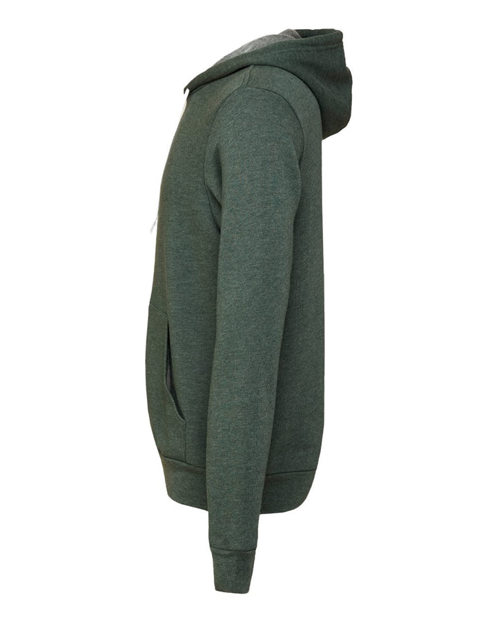Left View of Heather Forest Sponge Fleece Full-Zip Hoodie - 3739