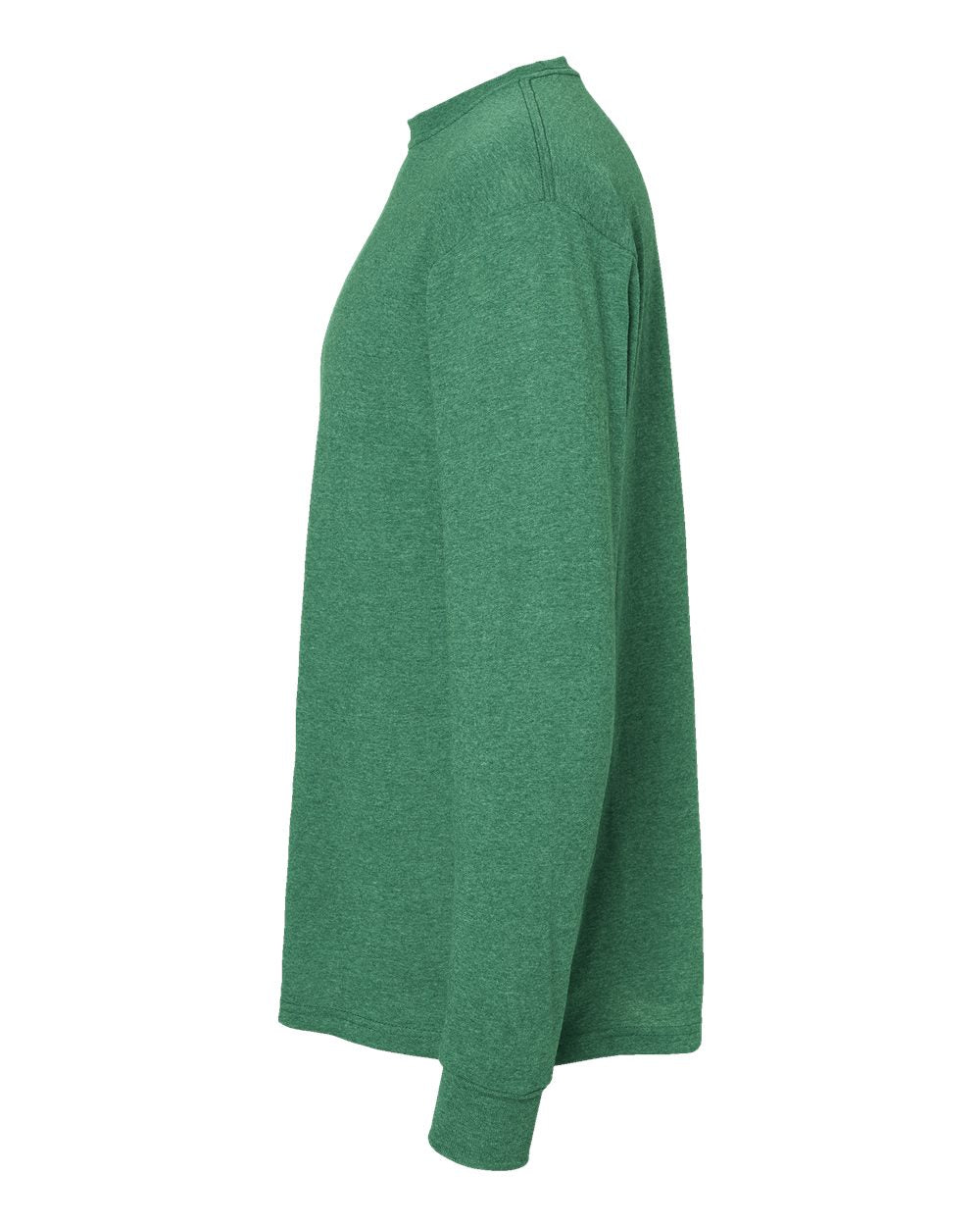 Left View of Heather Kelly Green Gold Soft Touch Long Sleeve T-Shirt - 4820