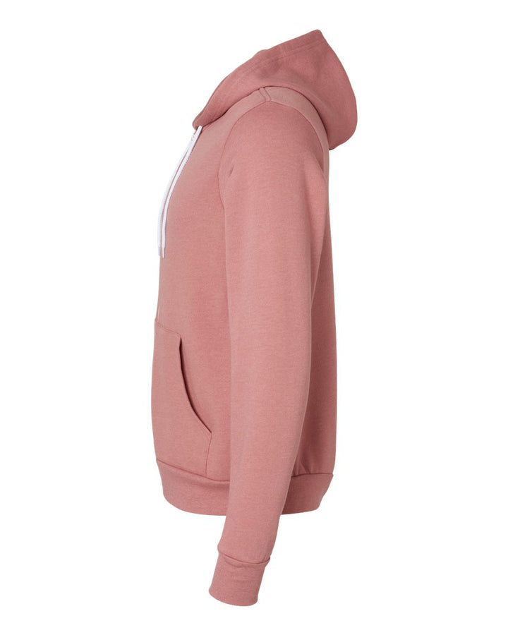 Left View of Heather Mauve Sponge Fleece Full-Zip Hoodie - 3739