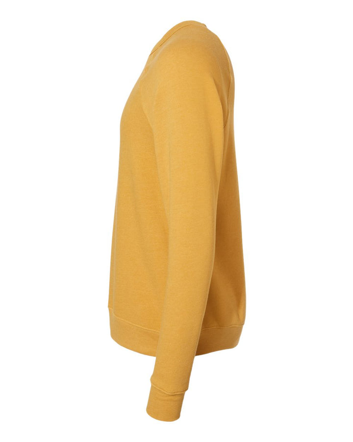 Left View of Heather Mustard Sponge Fleece Raglan Crewneck Sweatshirt - 3901