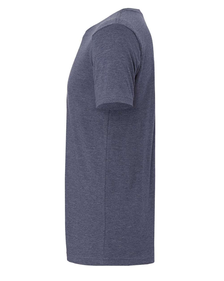 Left View of Heather Navy CVC Jersey Tee - 3001CVC