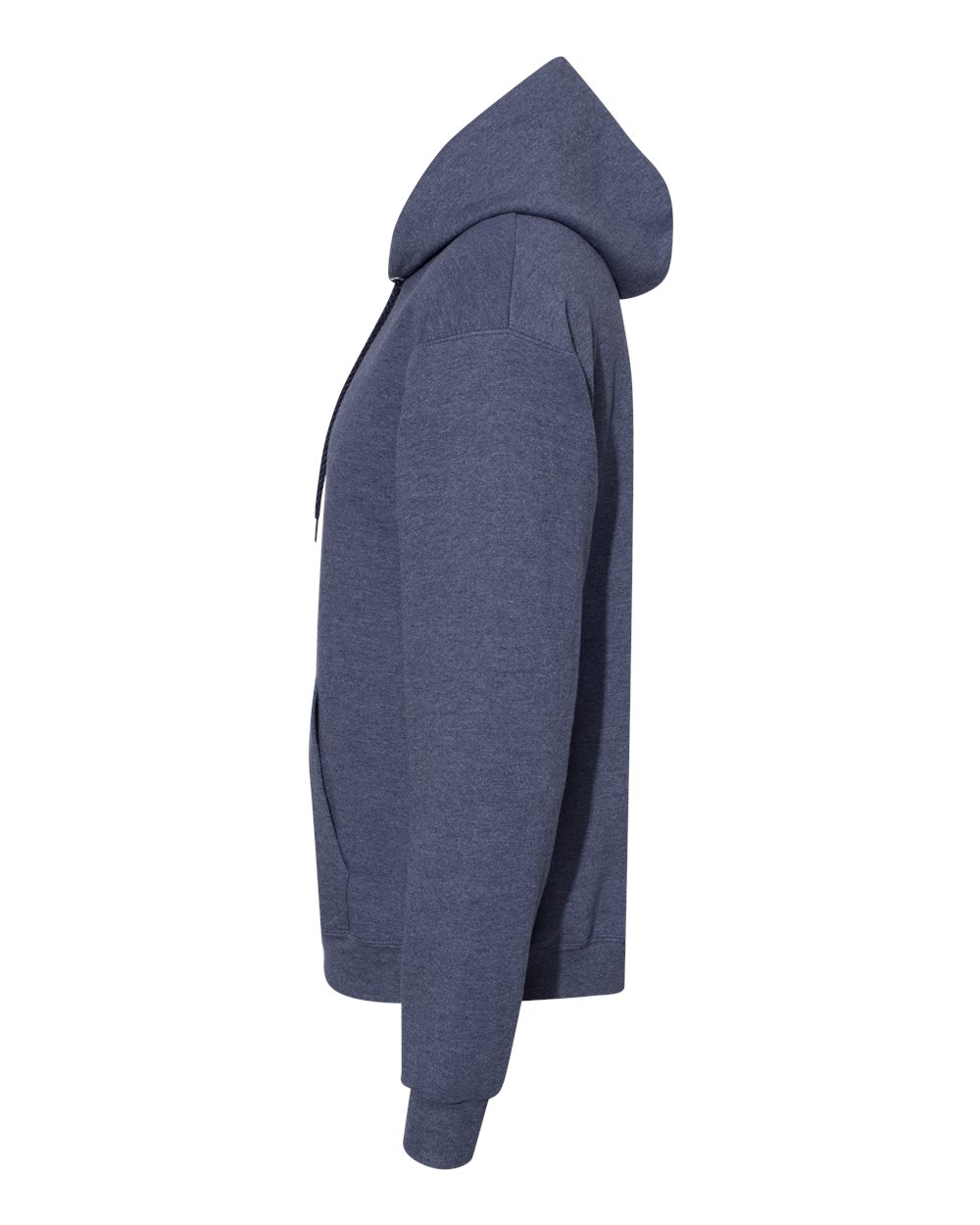 Left View of Heather Navy Ecosmart® Hooded Sweatshirt - P170