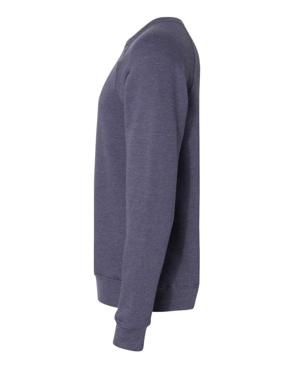 Left View of Heather Navy Sponge Fleece Raglan Crewneck Sweatshirt - 3901