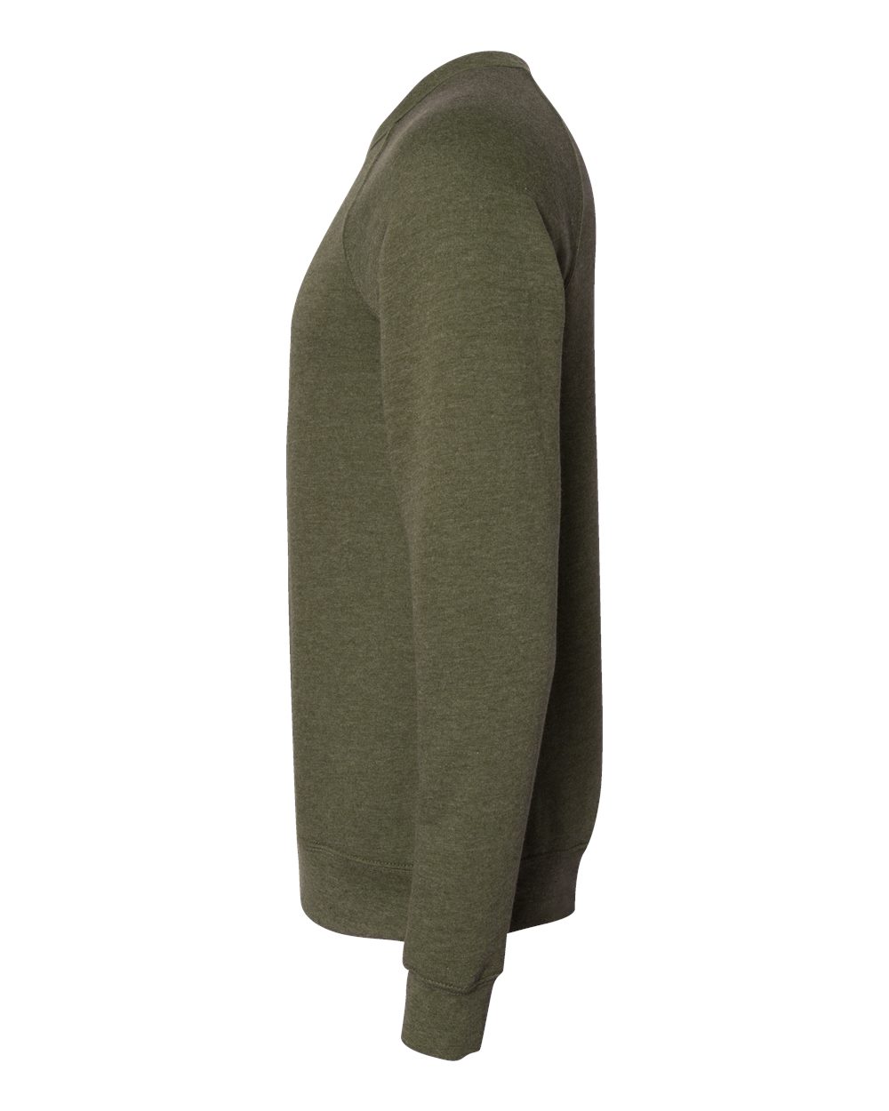 Left View of Heather Olive Sponge Fleece Raglan Crewneck Sweatshirt - 3901