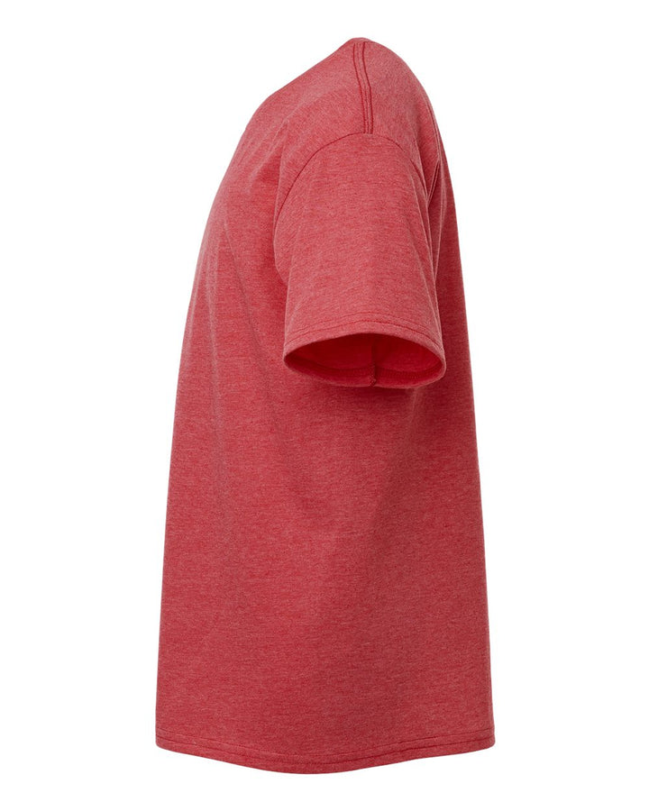 Left View of Heather Red Softstyle® Youth T-Shirt - 64000B