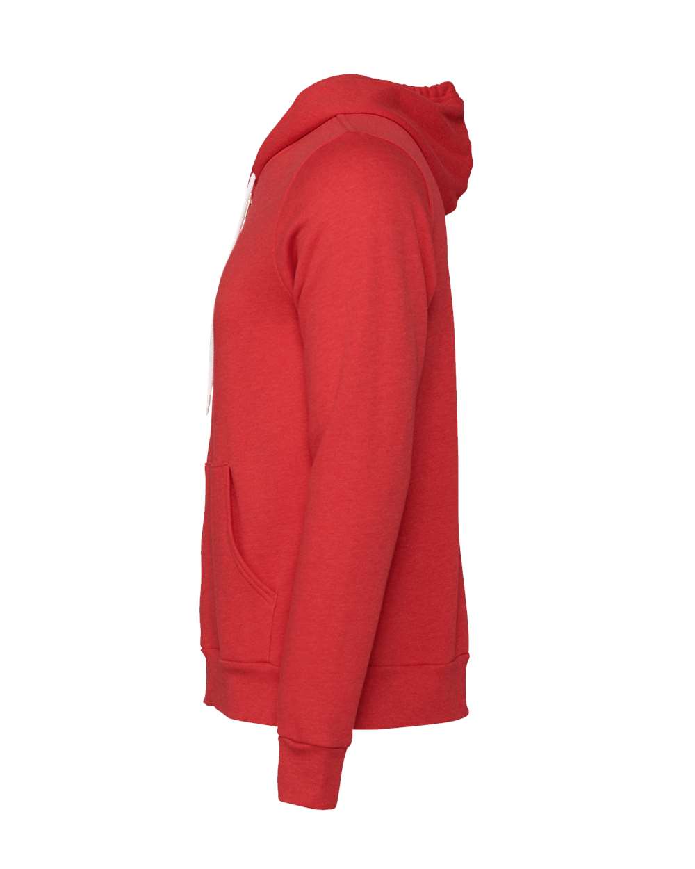 Left View of Heather Red Sponge Fleece Full-Zip Hoodie - 3739