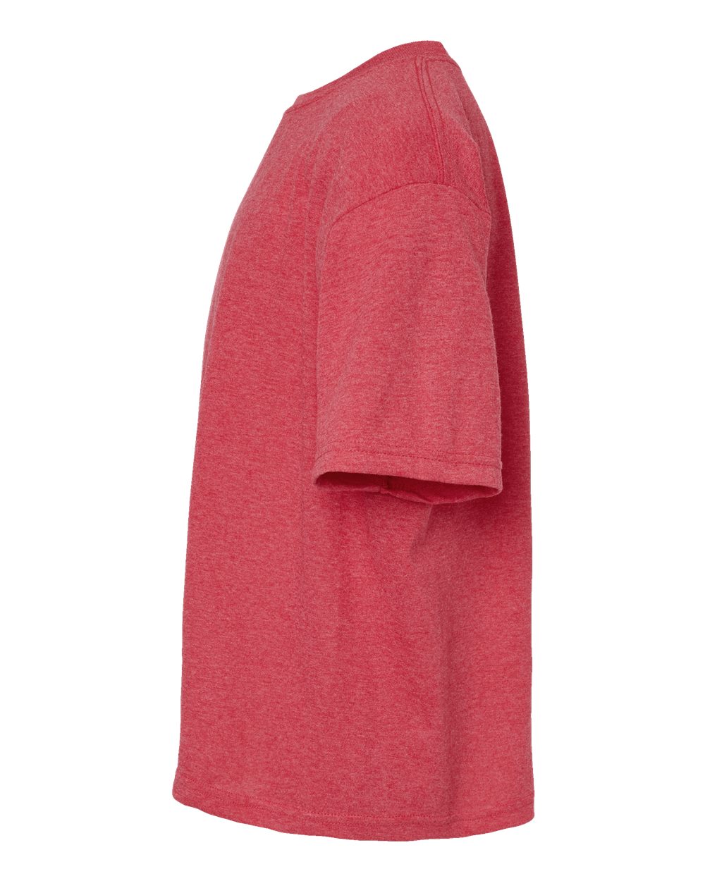 Left View of Heather Red Youth Gold Soft Touch T-Shirt - 4850