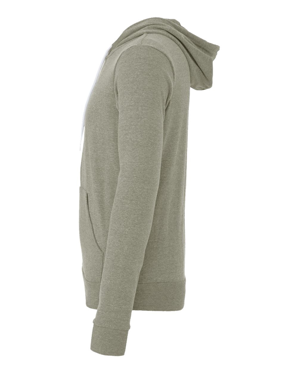 Left View of Heather Stone Sponge Fleece Full-Zip Hoodie - 3739