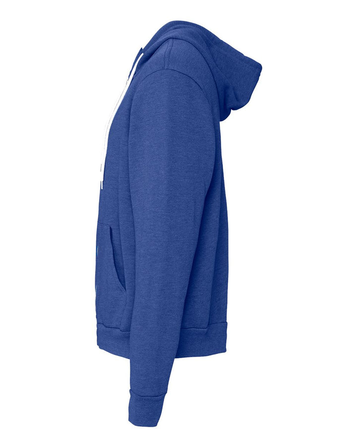 Left View of Heather True Royal Sponge Fleece Full-Zip Hoodie - 3739