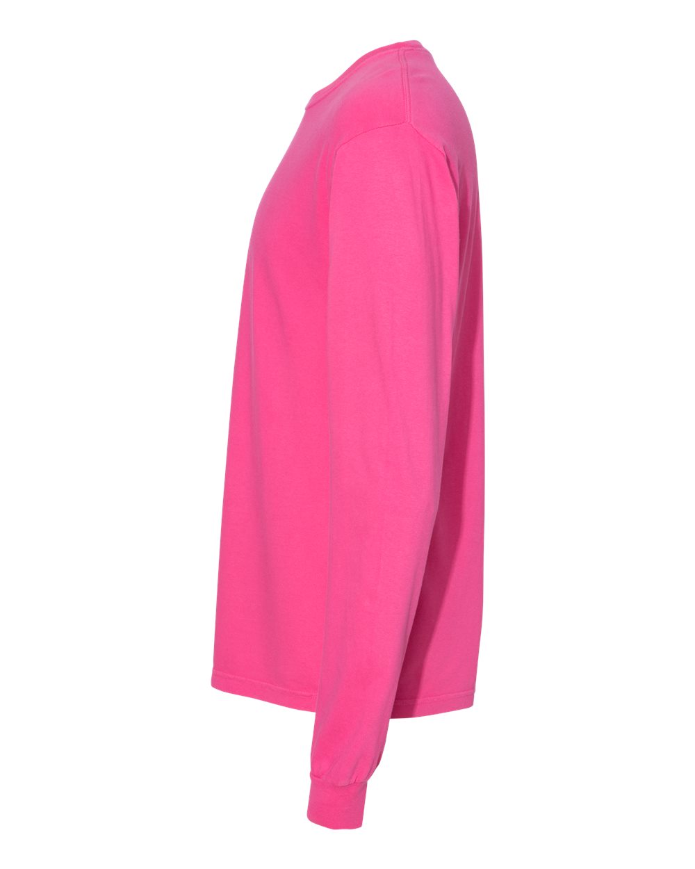 Left View of Heliconia Garment-Dyed Heavyweight Long Sleeve T-Shirt - 6014