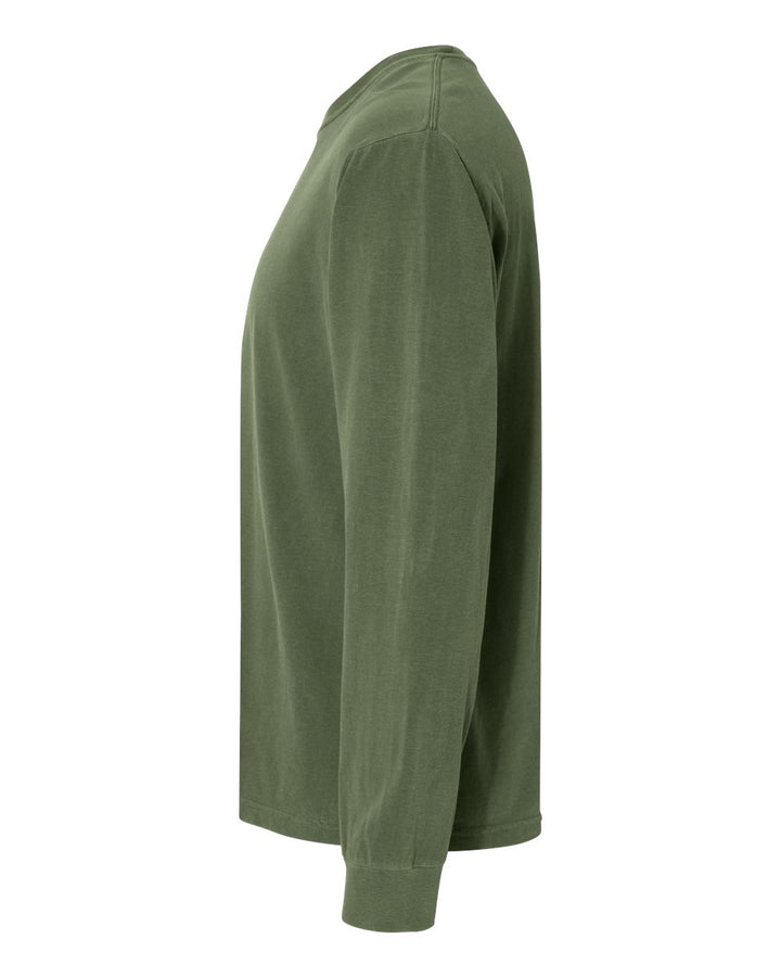 Left View of Hemp Garment-Dyed Heavyweight Long Sleeve T-Shirt - 6014