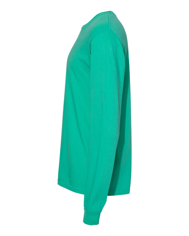 Left View of Island Green Garment-Dyed Heavyweight Long Sleeve T-Shirt - 6014