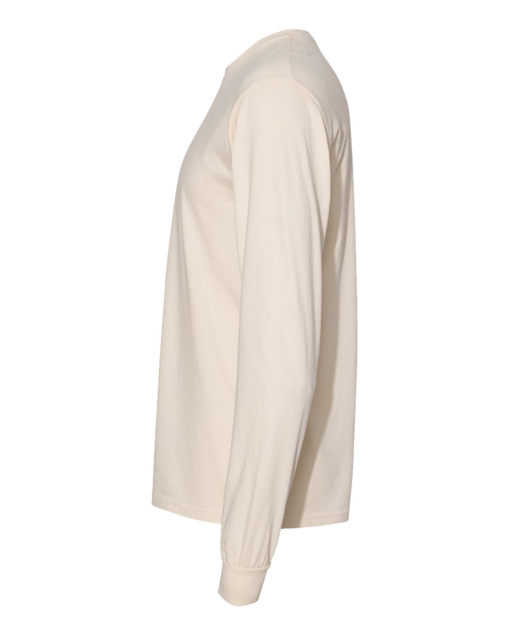 Left View of Ivory Garment-Dyed Heavyweight Long Sleeve T-Shirt - 6014