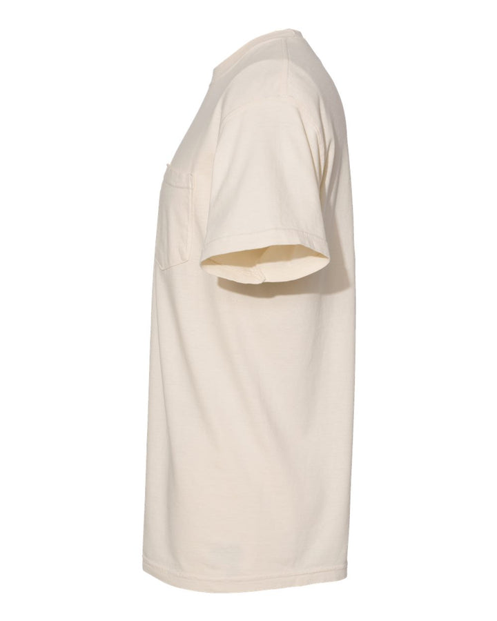 Left View of Ivory Garment-Dyed Heavyweight Pocket T-Shirt - 6030