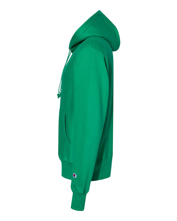 Left View of Kelly Green Reverse Weave® Hooded Sweatshirt - S101