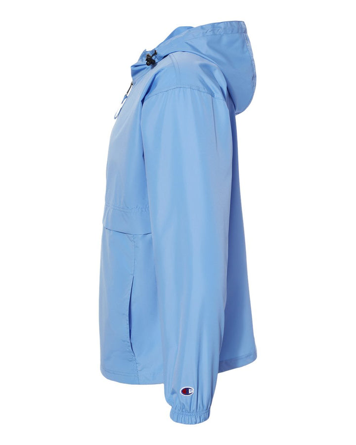 Left View of Light Blue Packable Anorak Jacket - CO200