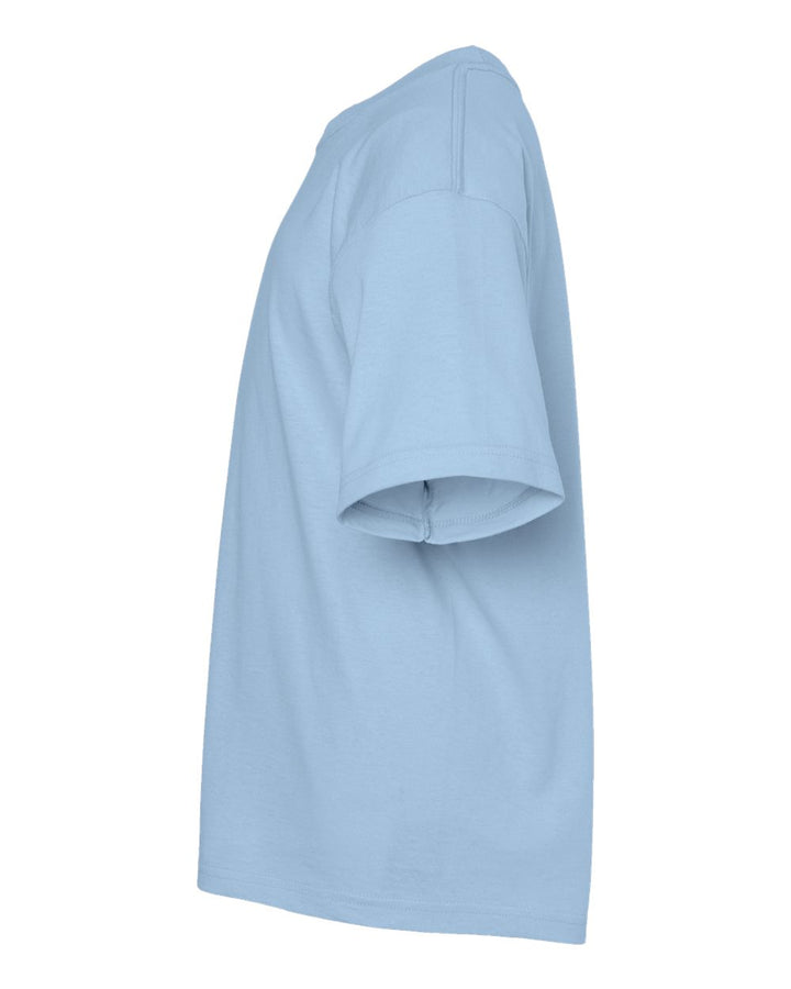 Left View of Light Blue Youth Gold Soft Touch T-Shirt - 4850