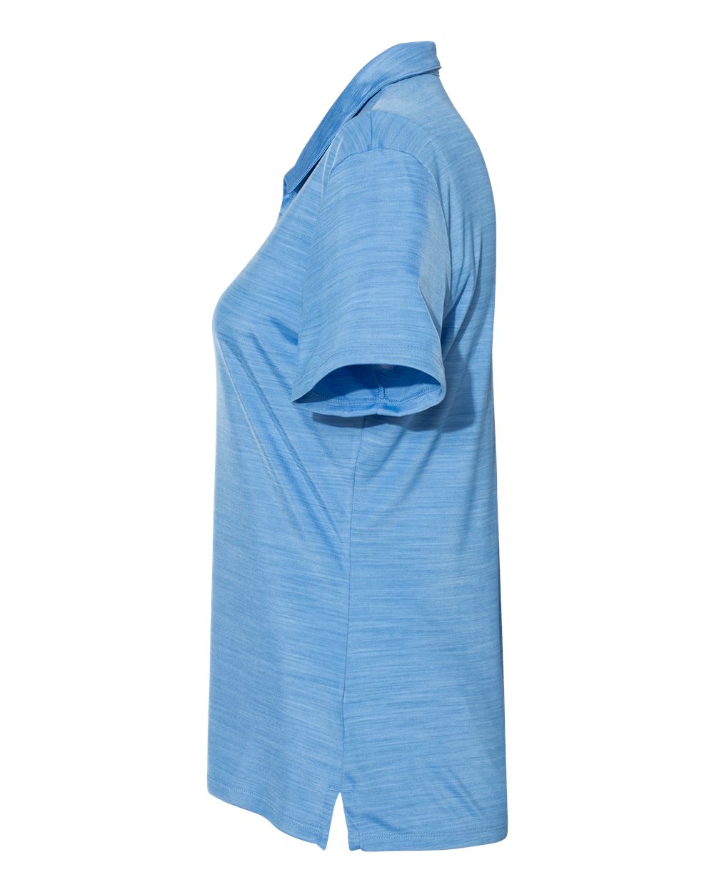 Left View of Lucky Blue Melange Women's Mélange Polo - A403