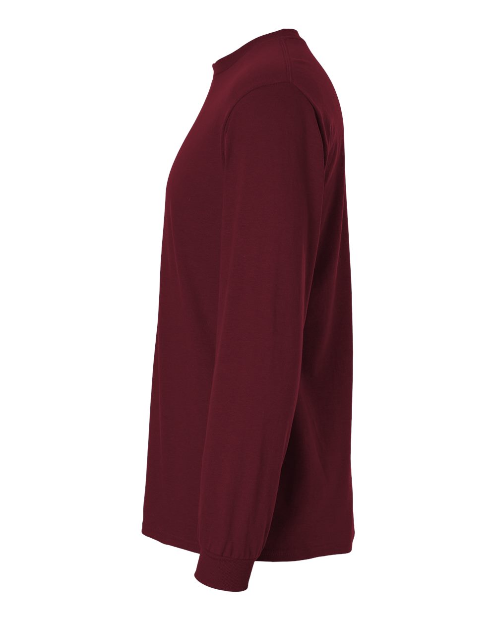 Left View of Maroon DryBlend® 50/50 Long Sleeve T-Shirt - 8400