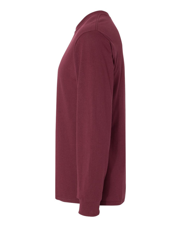 Left View of Maroon Heavy Cotton™ Long Sleeve T-Shirt - 5400