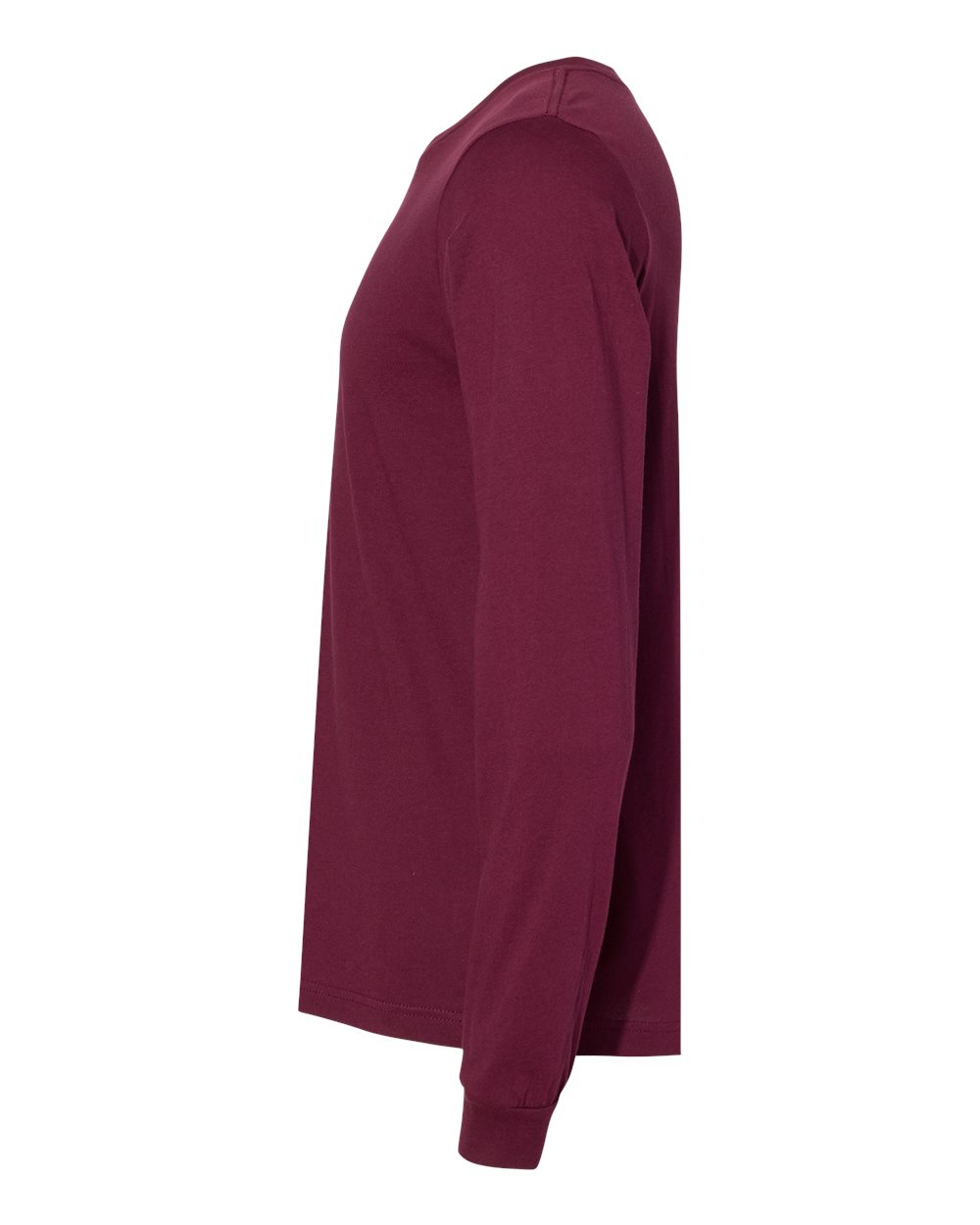 Left View of Maroon Jersey Long Sleeve Tee - 3501