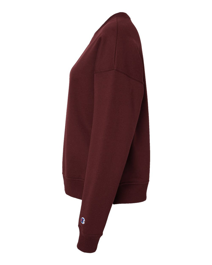 Left View of Maroon Powerblend® Women's Crewneck Sweatshirt - S650