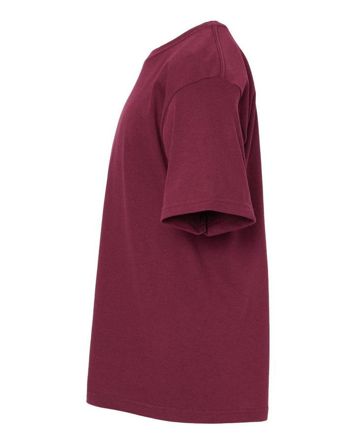 Left View of Maroon Youth Gold Soft Touch T-Shirt - 4850