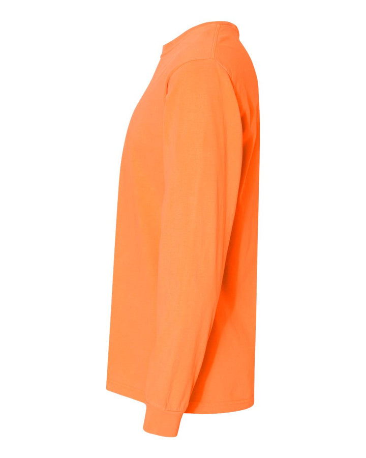 Left View of Melon Garment-Dyed Heavyweight Long Sleeve T-Shirt - 6014