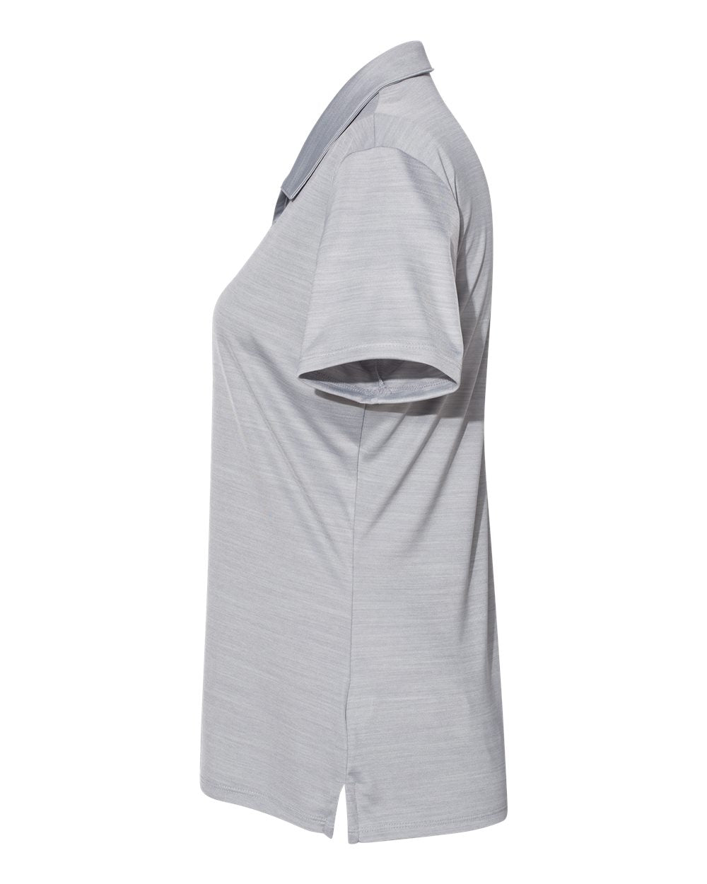 Left View of Mid Grey Melange Women's Mélange Polo - A403