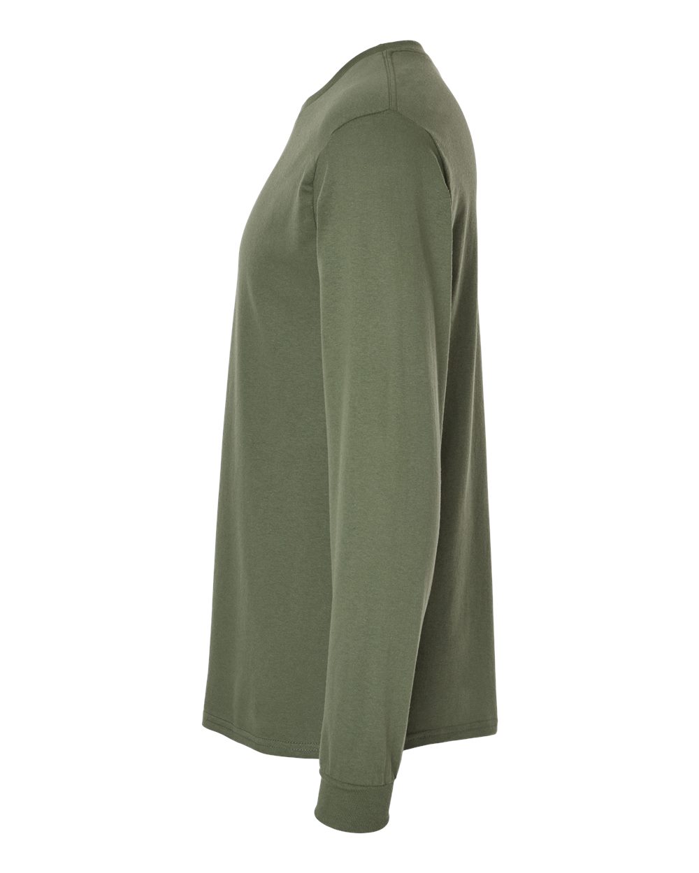 Left View of Military Green Heavy Cotton™ Long Sleeve T-Shirt - 5400