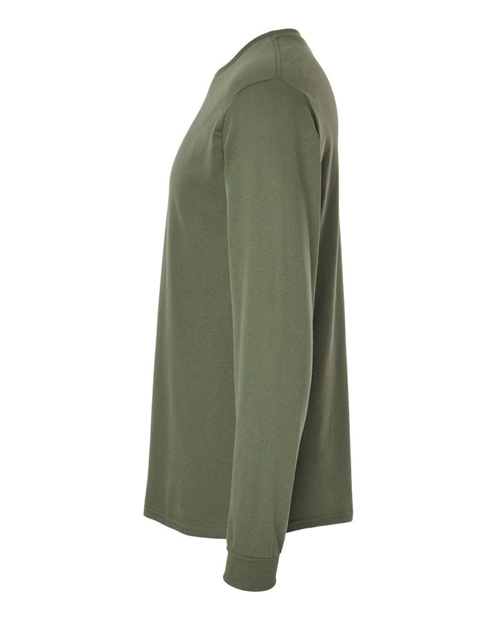 Left View of Military Green Heavy Cotton™ Long Sleeve T-Shirt - 5400