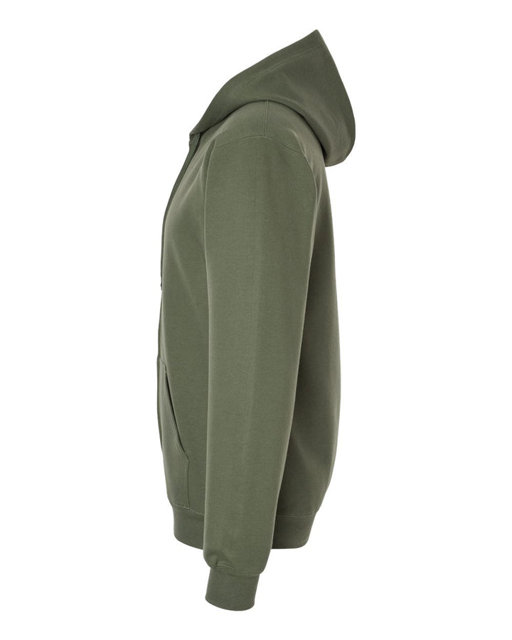 Left View of Military Green Softstyle® Full-Zip Hooded Sweatshirt - SF600