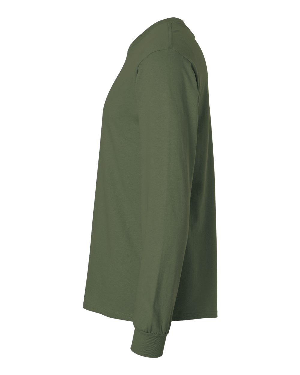 Left View of Military Green Ultra Cotton® Long Sleeve T-Shirt - 2400