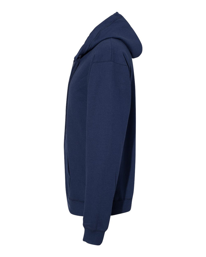 Left View of Navy Ecosmart® Full-Zip Hooded Sweatshirt - P180