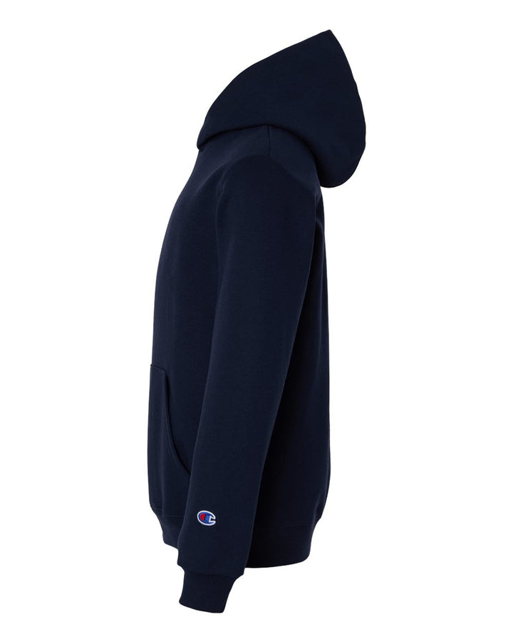 Left View of Navy Powerblend® Youth Hooded Sweatshirt - S790