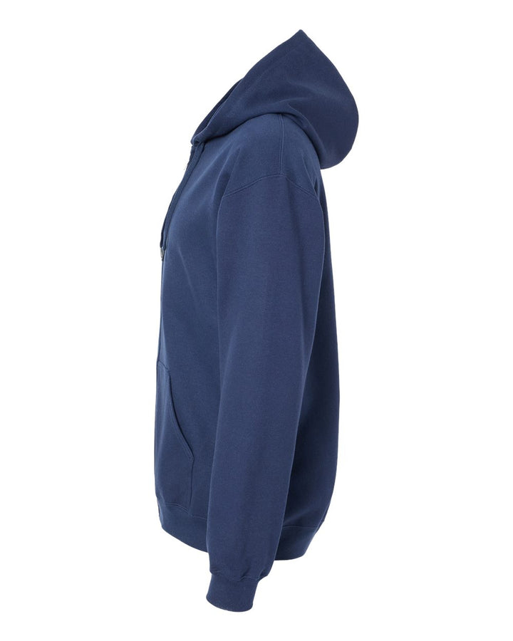 Left View of Navy Softstyle® Full-Zip Hooded Sweatshirt - SF600