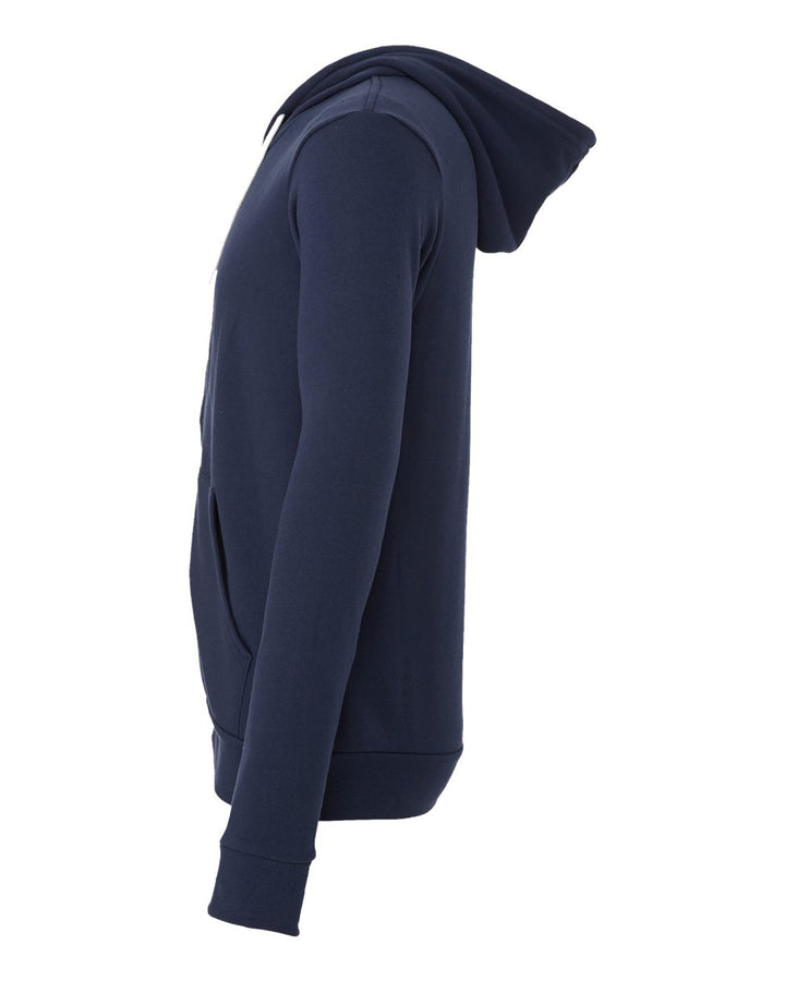 Left View of Navy Sponge Fleece Full-Zip Hoodie - 3739
